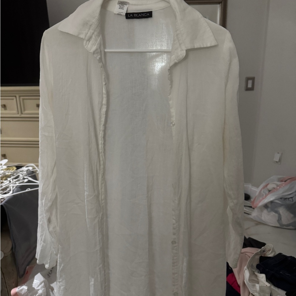 La Blanca White Button Down Shirt